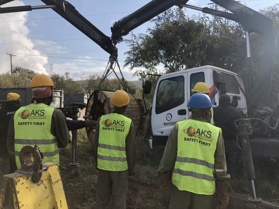 Power infrastructure — cable handling on a KenGen site