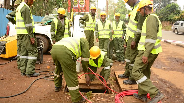 AKS field crew installing fibre and cable infrastructure, Nairobi